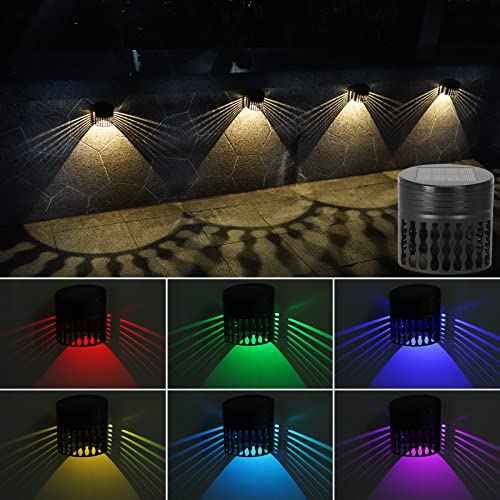 Dlaoum Solar Fence Lights Outdoor Waterproof - Solar Garden Decorative Lights - Warm White And Rgb Mode Solar Deck Lights For Garden Post Patio Step Stair Pathway Yard Backyard Wall Decor (6 Pack) #TOP23