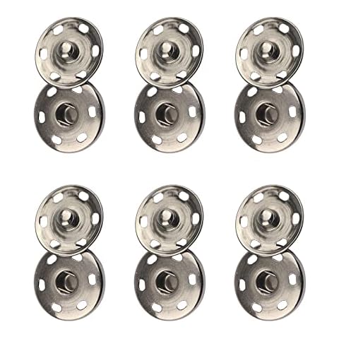 Press Studs 12 Sets Metal Snap Buttons Heavy Duty Press Studs Rust Proof Snaps Fasteners Buttons for Clothes Handbag Craft DIY Supplies (15mm) Cover