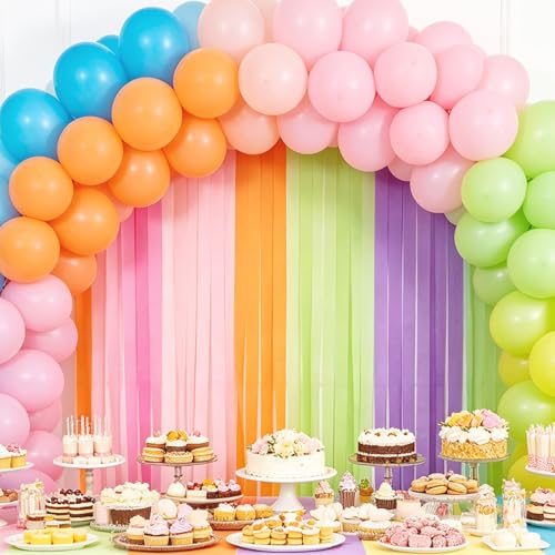 Image of 8 Rolls Pastel Streamers, Crepe Paper Streamers Party Decorations for Pastel Birthday Party Bachelorette Wedding Bridal Baby Shower