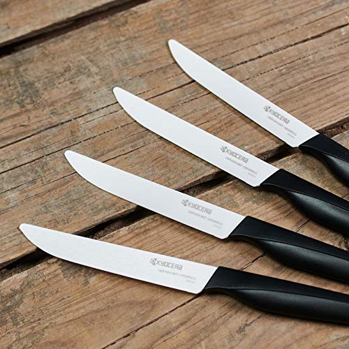 Kyocera 4-Piece Ceramic Steak Knife Set, 4.5" Black/White #TOP1