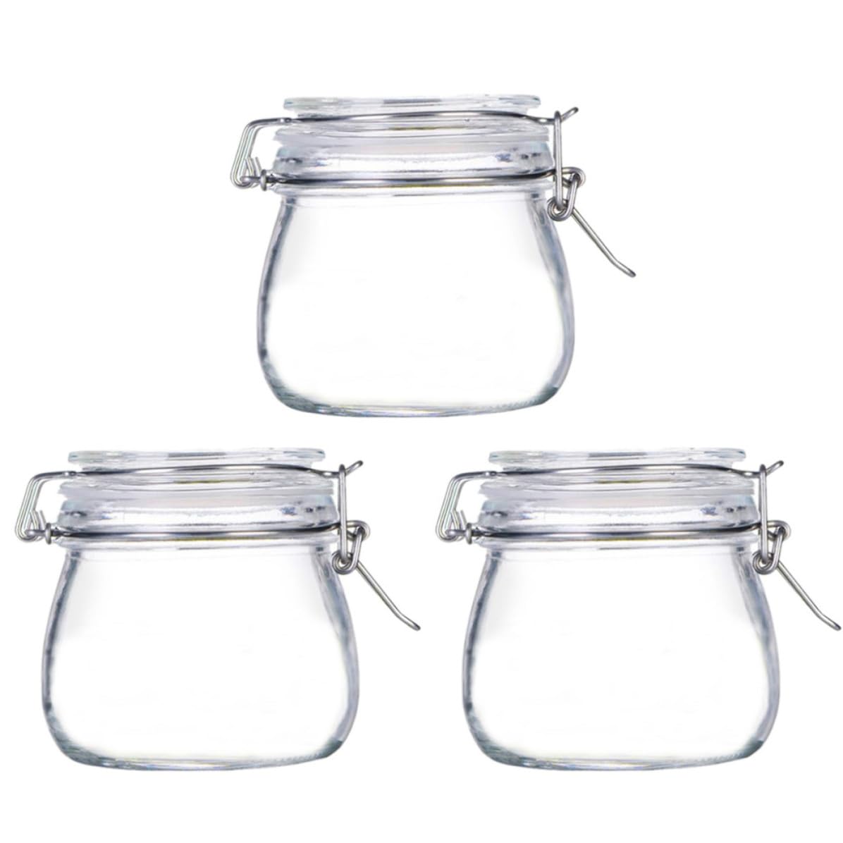 Tarros de Vidrio Pack de 3 Unidades para Sellar Alimentos con Tapa Hermética, Resistencia a Altas Temperaturas para Almacenamiento y Conservación en Cocina