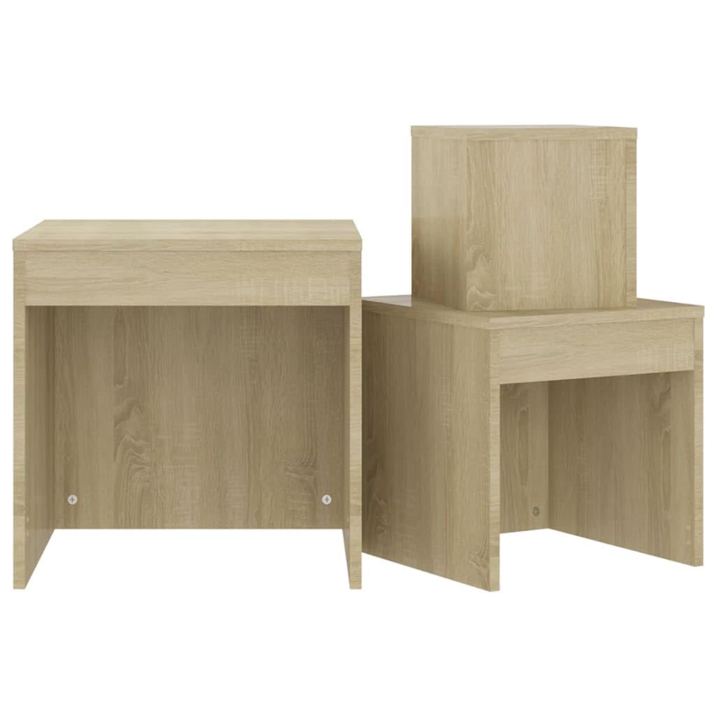 vidaXL Tables Gigognes 3 pcs Tables d'Appoint Tables Basses Tables de Canapé Bouts de Canapé Salle de Séjour Salon Intérieur Chêne Sonoma Aggloméré