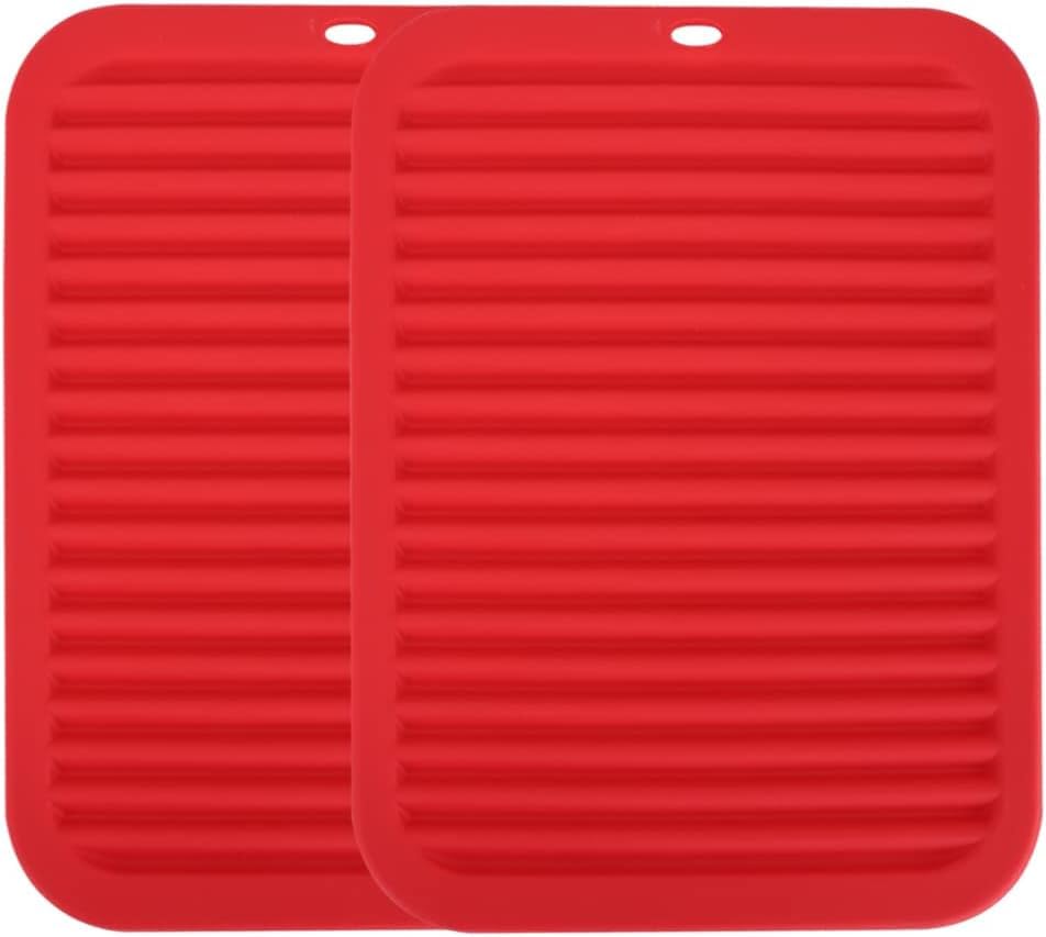 Siliconen onderzetter, hittebestendige mat, 30 x 23 cm, siliconen, hittebestendig tot 230 °C, voor keuken, woonkamer, badkamer (2 stuks, grijs