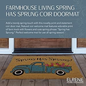 Elrene Home Fashions Farmhouse Living Coir Outdoor Doormat, Natural Entry Mat, Front Door Decor, 18" x 30", Spring Has Sprung Elrene Home Fashions Farmhouse Living Coir Outdoor Doormat Natural Entry Mat Front Door Decor 18 x 30 Spring Has Sprung