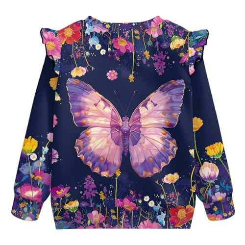 ZFRXIGN Butterfly Girls Crewneck Sweatshirt 1-8 Years Ruffle Top for Hiking, Tennis, Athletic Clothing4