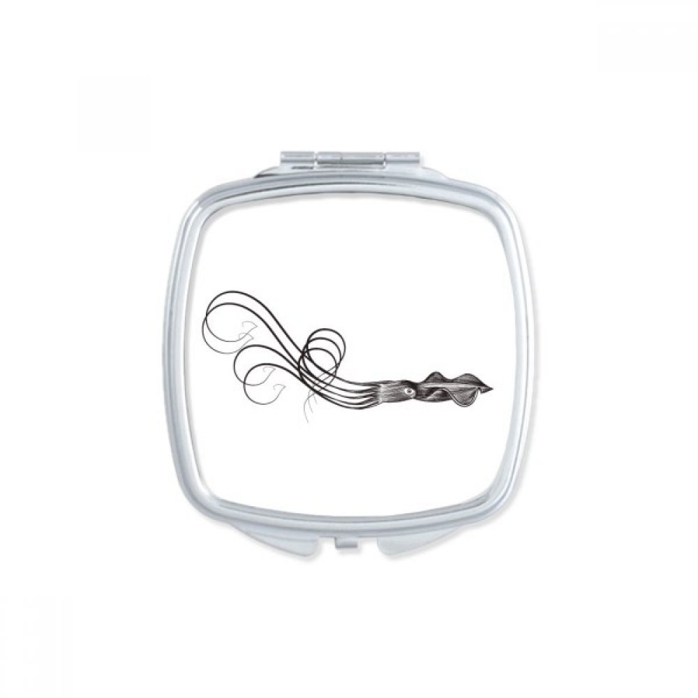 Miroir de poche pieuvre noire cadeau mignon original et fait main avec motif marine