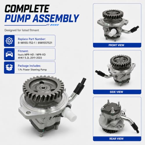 Wyrxalon Power Steering Pump 8-98155-752-1 8981557521 Compatible with Isuzu NPR-HD NPR-XD 4HK1 5.2L 2011-2012-2013-2014-2015-2016-2017-2018-2019-2020-2021-2022-2023 by Wyrxalon - Used condition - Image 5