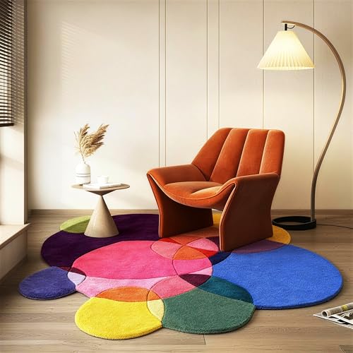Tapete irregular redondo colorido 4ft para dormitorio miniatura 2