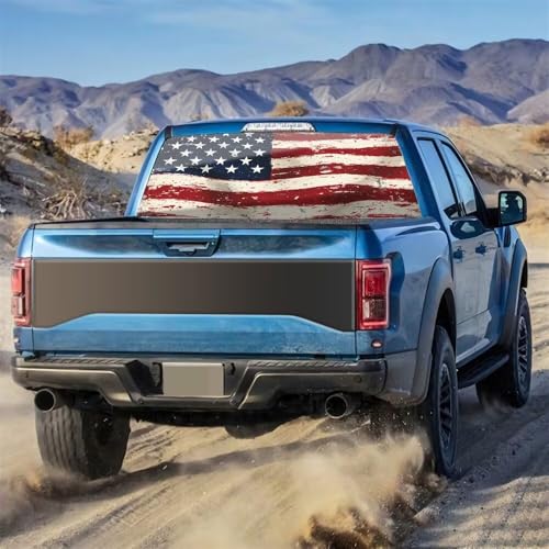 Rear Window Decals for Trucks - 66"x 20" Back Window American Flag Decals Fit Most Pickup Trucks SUV, Truck Vinyl Back Window Decal,Patriotic Automotive Decoration by Generic - Image 4