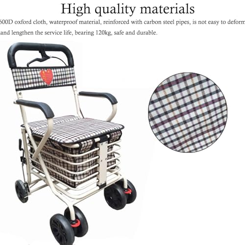 Faltbarer Einkaufswagen für Senioren und Kinder, tragbarer Einkaufstrolley mit Handbremse, robuster Marktwagen, unterstützt 120 kg, leicht und einfach zu bedienen – Bild 8
