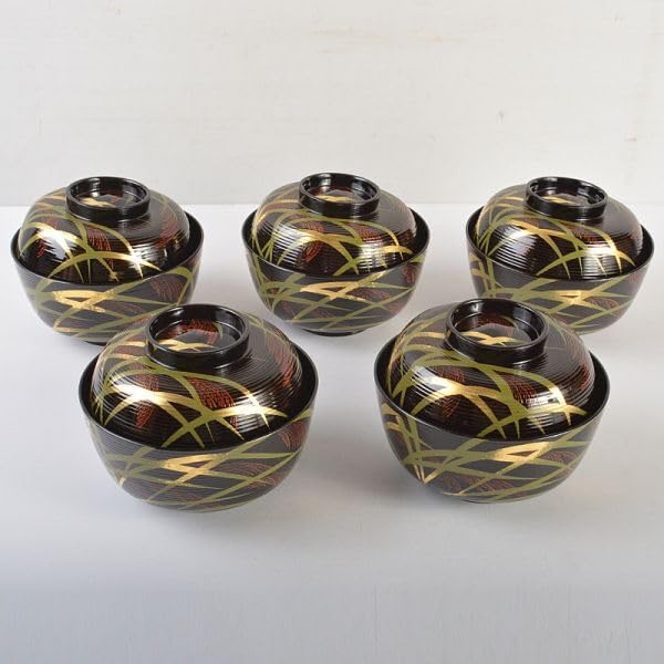 茶道具　山中塗　塗師　辻石斎造　糸目尾花椀　五客　共布共箱　U　R7473 Amazon.co.jp: 茶道具 山中塗 塗師 辻石斎造 糸目尾花椀 五客