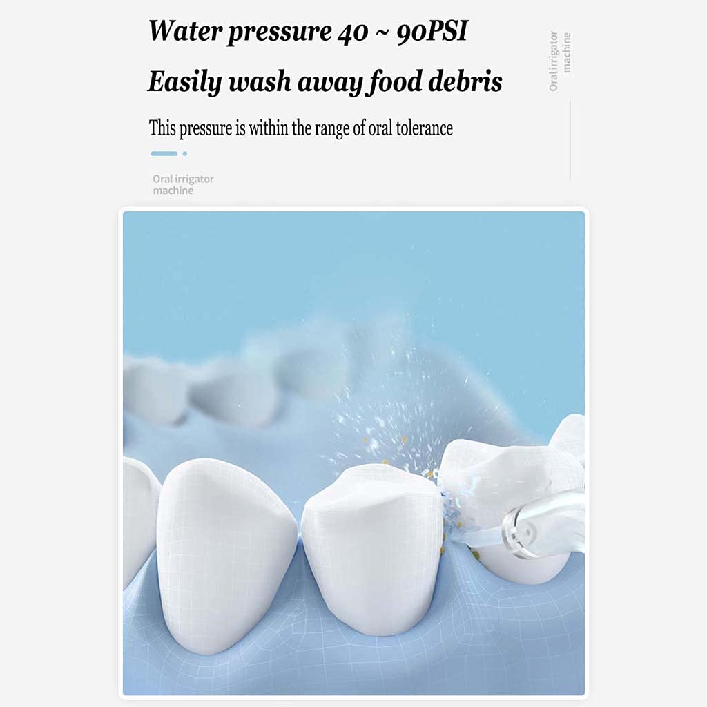 TJH Irrigatore Orale Dentale Cordless Professionale Flosser dell'Acqua, 6 Punte di Getto, 150 ML Portatile e Ricaricabile IPX7 Impermeabile 3 modalità Flosser dell'Acqua per la casa, Bretelle
