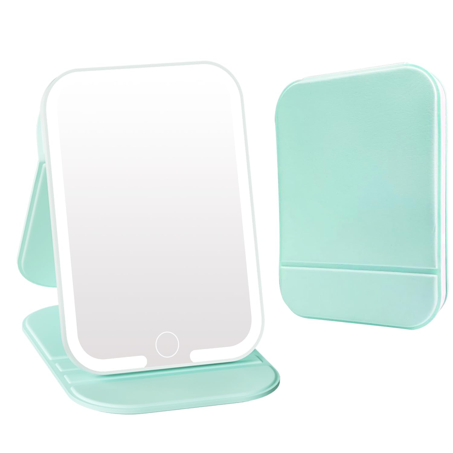 Wiederaufladbarer Reisespiegel mit Licht, LED-Make-up-Spiegel mit Lichtern, tragbarer Kosmetikspiegel mit 3 Farben Beleuchtung, dimmbarer beleuchteter Kosmetikspiegel, Reiseutensilien