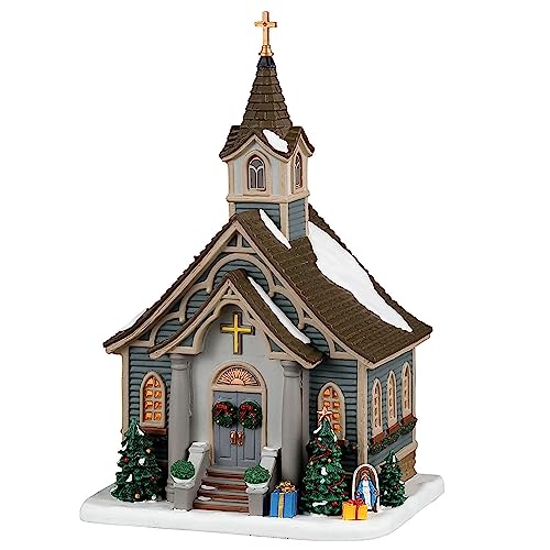 Iglesia Lemax Ángel 35066 iluminada para maquetas navideñas y pueblos de invierno