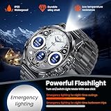 Indestructible Military Smart Watches for Men (Answer/Make Call) 1.85 Amoled IP68 Waterproof Smartwatch with Flashlight 129 Sports Mode Fitness Tracker 100 Days Battery for Android iPhone Silver - Image 5