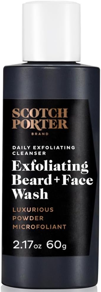 Exfoliating Beard Wash & Face Cleanser for Men, Travel Friendly | Formulated with Non-Toxic Ingredients, Free of Parabens, Sulfates & Silicones | Vegan | 2.17 oz Bottle