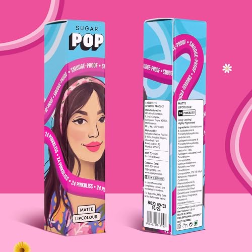SUGAR POP Matte Lipcolour - 24 Pinkbliss (Bright Pink) – 1.6 ml - Lasts Up to 8 hours l Pink Lipstick for Women l Non-Drying, Smudge Proof, Long... - Image 3