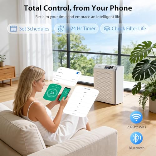 Image of Air Purifier for Home Large Rooms, HEPA Air Purifier with Smart WiFi APP Control,Covers Up to 3500 ft,AQI Display, Ultra-Quiet Sleep Mode & Auto Mode, Air Cleaner for Pet Hair Dust Pollen Odors