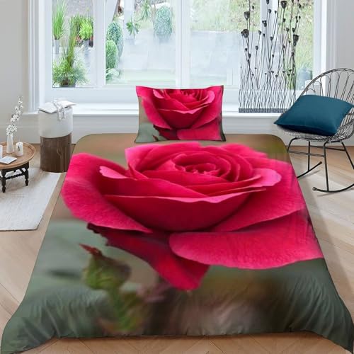 Imprimé 3D housse de couette fleurs plantes romantique microfibre 135x200