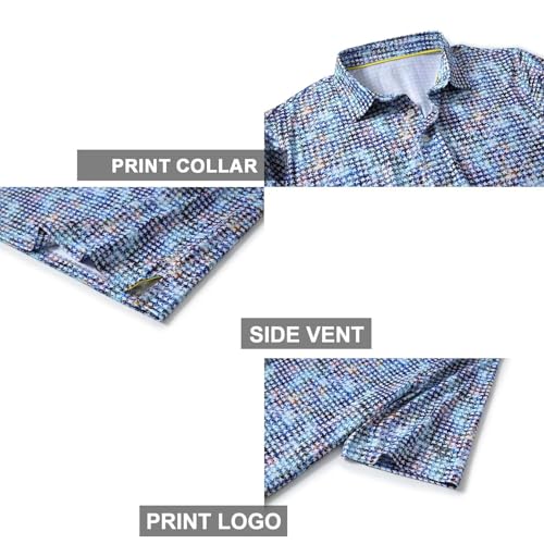 Image of Golf Shirts for Men Dry Fit Short Sleeve Print Performance Moisture Wicking Polo Shirt
