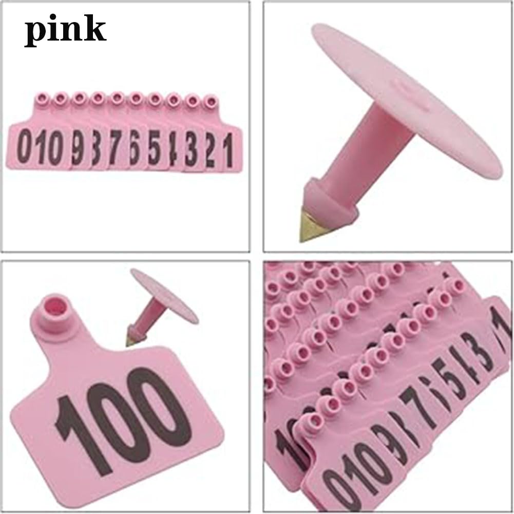 Kolczyki do identyfikacji zwierząt, Plastikowe kolczyki z numerami 001-400 dla bydła owiec(Adult Cattle,Pink101-200)