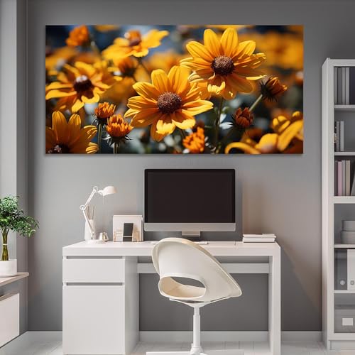 Impression sur toile tournesol JGGXHM jaune avec cadre interne - 5