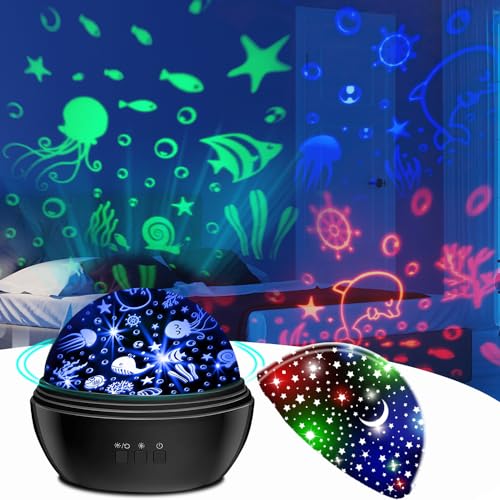 Image of LMYCH Star Projector Night Light for Kids, Astronaut Galaxy Projector, Night Light LED Lights for Bedroom, Night Light Projector Baby Night Light, Rotating Projection Happy Light Ocean Decor.