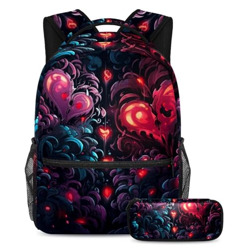 Ensemble cartable sac à dos Fight for Red Heart Large pour enfant avec trousse assortie