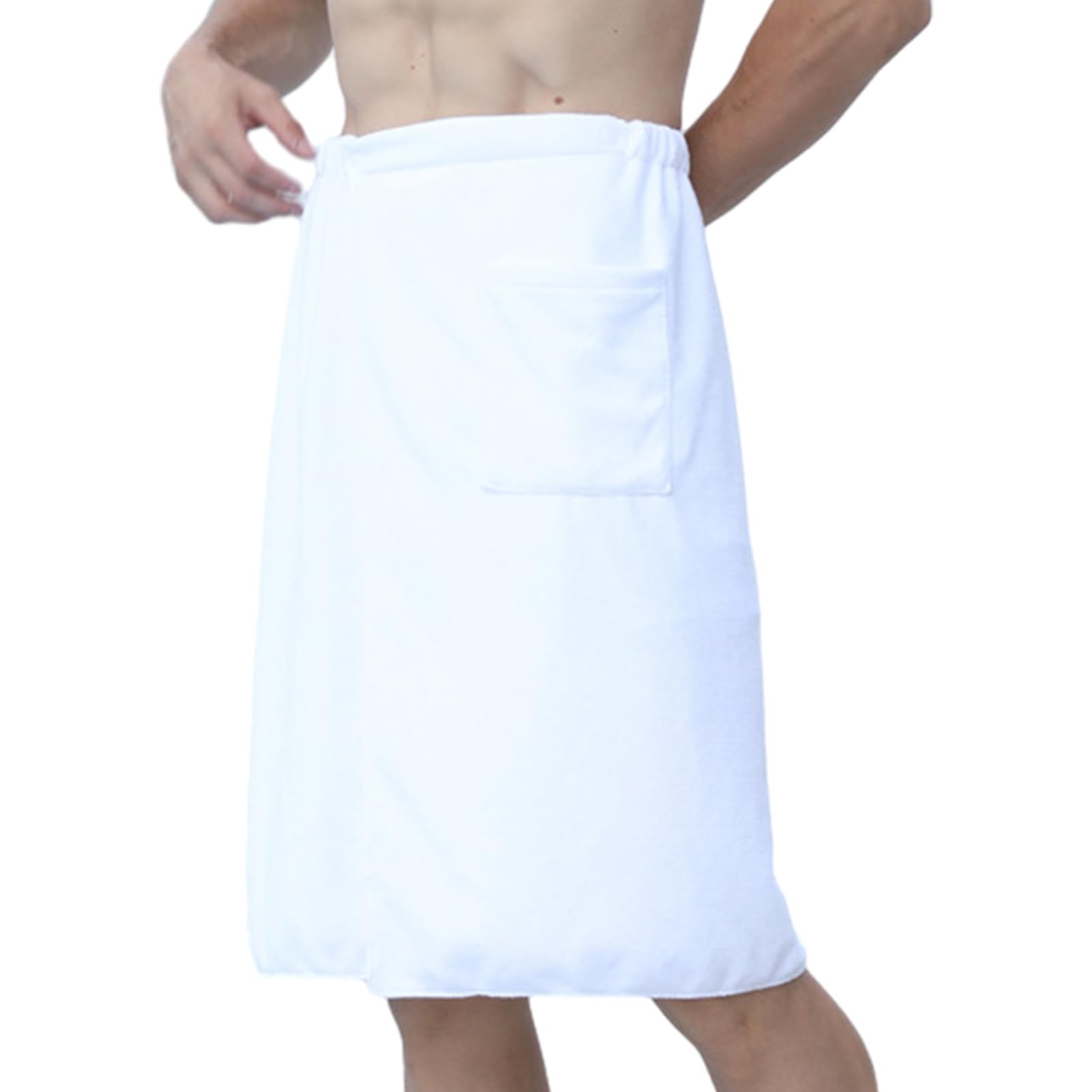 Men's Towel Wrap, Adjustable Buttons Shower Towel Wrap, Lightweight Towel Wrap with Pocket, Soft Terry Bath Towels, Quick Absorption Shower Towel, Body Wrap Towel for Men Shower Bath Gym Sauna and Gym