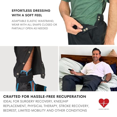 Image of Inspired Comforts Unisex Tearaway Post Surgery Recovery Pajama Pants with Side Snaps & Pockets