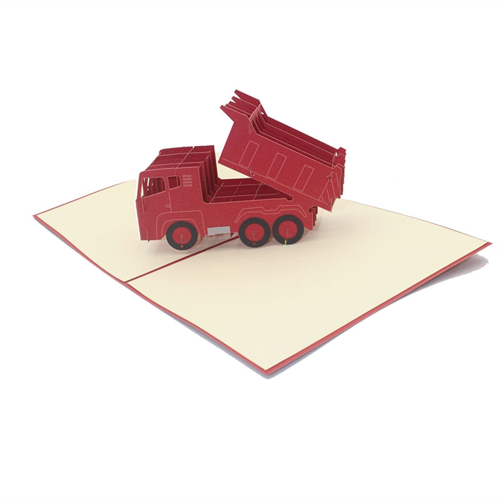 Kartki okolicznościowe kartki okolicznościowe 3D wycinane laserowo ręcznie czerwony papier ciężarówka zaproszenie kartka pocztowa chłopiec urodziny impreza biznes kreatywne karty podarunkowe (rozmiar: 10 szt.)