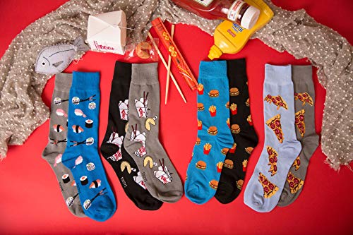 Foozys Men’s Chinese Takeout l Food & Drink Novelty Crew Socks | 2 Pair3