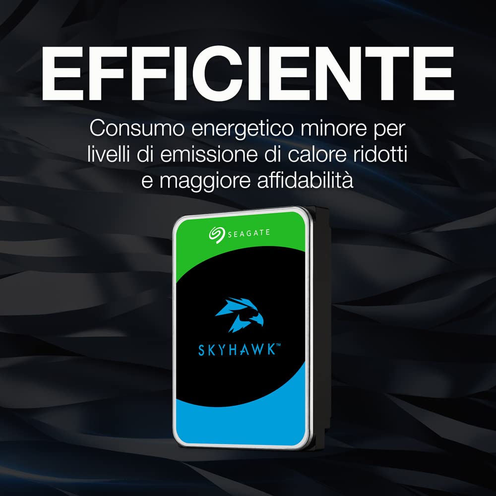 Seagate SkyHawk AI, 3 TB, Unità Disco Interna per Applicazioni di Sorveglianza, Unità SATA 6 GBit/s, 3.5", Cache 64 MB per Sistemi con Videocamere DVR e NVR, 3 Anni di Servizi Rescue (ST3000VX010)
