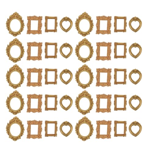 Garneck 40 Pièces Lot de Mini Cadres Vintage Résine Dorée Cadres Antiques pour Photos Miniatures Accessoires Décoratifs DIY pour Bijoux Présentation Murale et Table Support Photo Créatif