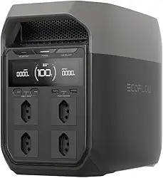 EF ECOFLOW DELTA 3 - Tomada BR 220V Estação de Energia Portátil, Bateria LiFePO4 de 1024 Wh, 43 Min Carga Completa, Saída CA de 1800 W, Gerador Solar para backup de energia residencial, RVs.