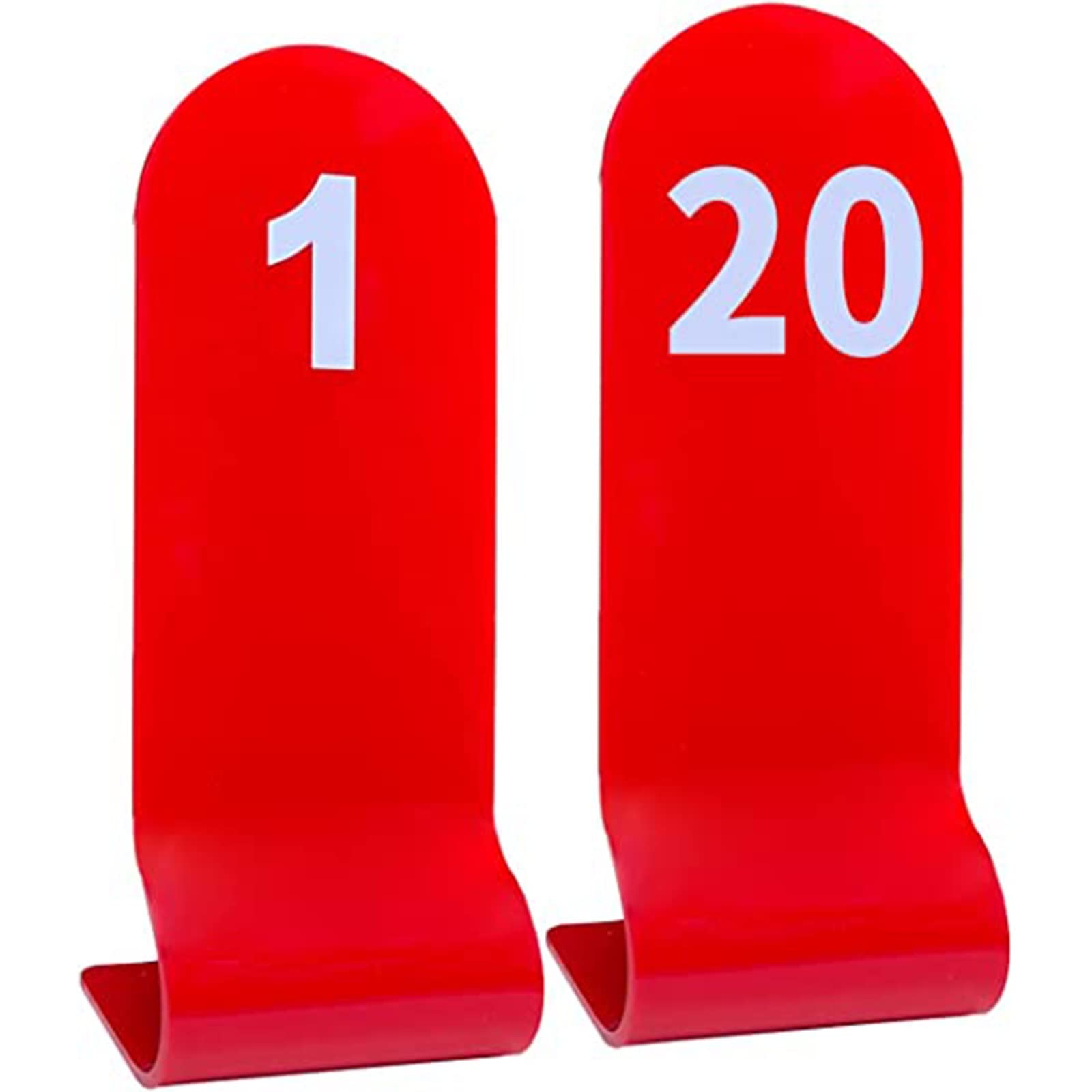 Acryl rote Tischnummern Schilder, Vertikale S-förmige doppelseitige digitale Hochzeitstischnummern, Herzstück Dekoration Hochzeitstisch, für Hochzeiten, Restaurants, Cafés, Partys, Bankette ( Color :