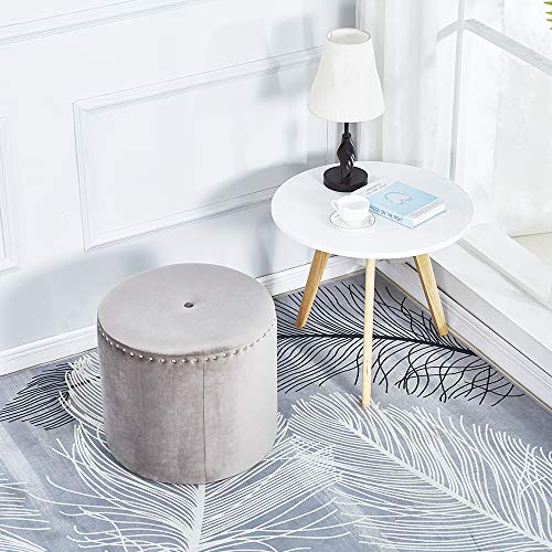 ZoonaeHaii Contemporary Velvet Fabric Footstool/Pouf/Soft Compact Padded Stool, Solid Wood Frame/Suitable for Living
