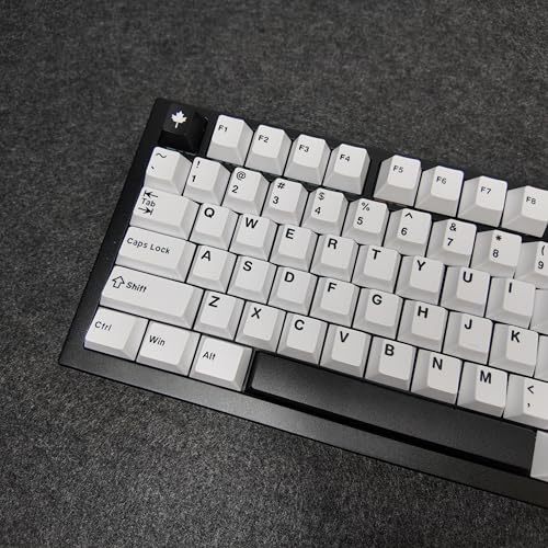 Image of White Minimalist Keycaps, 163 Keys Cherry Profile, Double Shot Keycaps Set, Custom Key caps for MX Switches Mechanical Keyboard