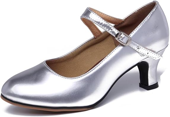 BININBOX Ballroom Dance Shoes for Women Classic Dance Heels Prom Dancing Shoes for Woman Latin Salsa Dancing Heels,Glitter Leather Closed Toe Heels Shoes for Outdoors
