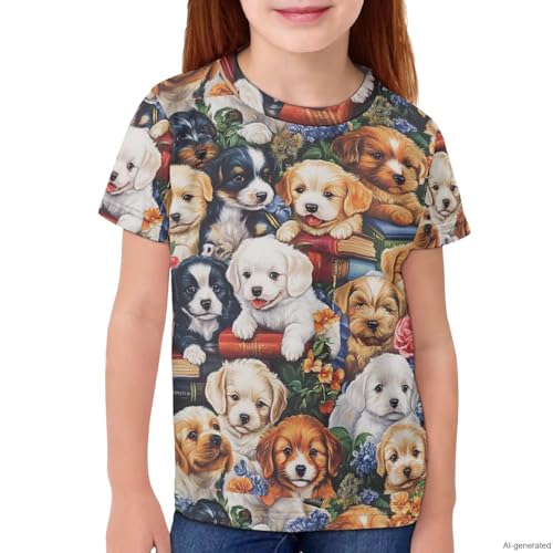 Image of WELLFLYHOM Kids Tshirts Girls Boys Short Sleeve Crewneck Tees Shirts Casual Sport Pullover Tops Size 3-16 Years