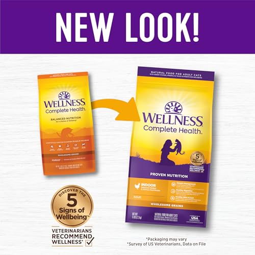 Wellness Complete Health Adult Dry Cat Food for Indoor Cats, Natural, Wholesome Grains Kibble, Chicken Recipe, 5 lb Bag - Image 3