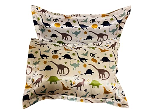Image of Set of 2 Satin Pillowcase for Baby Girls, Boys to retain Hair Moisture Size (Toddler Pillow case13 x 18 inches, Dinosaur Party)