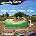 Nevlers Green Inflatable Lounger | 210T Polyester Inflatable Chair | No-Pump Blow Up Couch | Camping Couch Air Sofa w/ 450 lbs. Cap., Pockets & Matching Bag | Use as Inflatable Couch for Adults & Kids