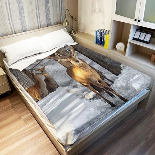 YISUMEI Decke 150x200cm Flauschige Kuscheldecke Weich Flanell Fleecedecke Wald schne Elch