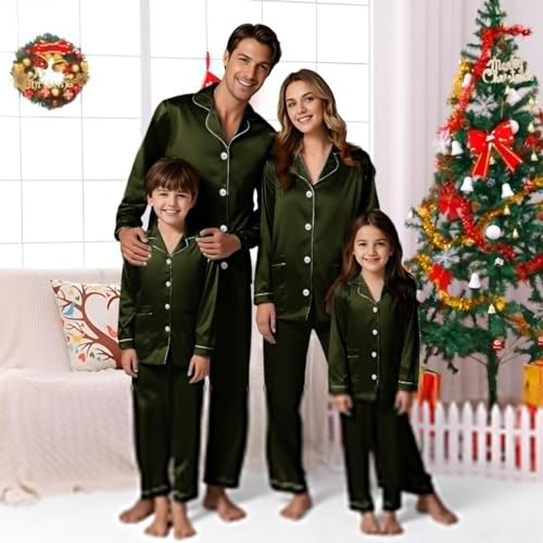 Christmas Pajamas for Family Satin Button Down Xmas Matching Holiday PJs - image 6