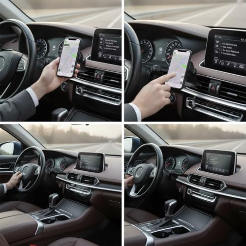 Image of ONE 7 Magnetic Car Phone Holder for Dashboard | Strong Magnetic Mobile Mount | 360 Rotating Car Phone Stand | One Hand Operation | Universal Smartphone Holder | Carbon Fiber Finish | ON ST-34
