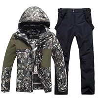 HOUZONIY Herren Skianzug Set Herren Schneeanzug Warmer Winddichter 2-Teiliger Schneeanzug(359+Schwarz L)