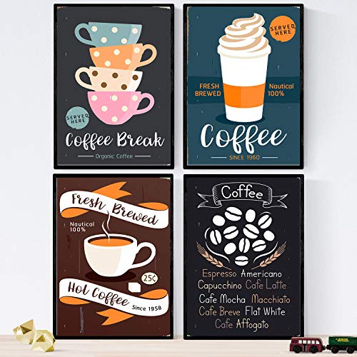 Nacnic Set coffee sheets. Posters kinds of coffee. Coffee colorful 2. Size A3, 2 Colorful Coffee, 42L x 29.7W cm - Image 3