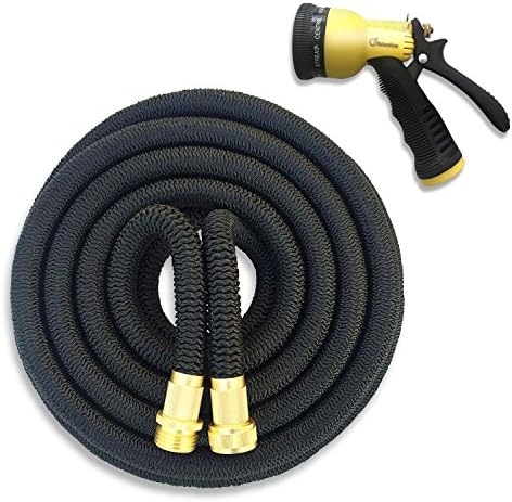 NaturoHose New {IMPROVED} Expandable Garden Hose (25ft,50ft,75ft 100ft) Flexibal Portable Water Hose With 8 Pattern Spray Nozzle (75FT)