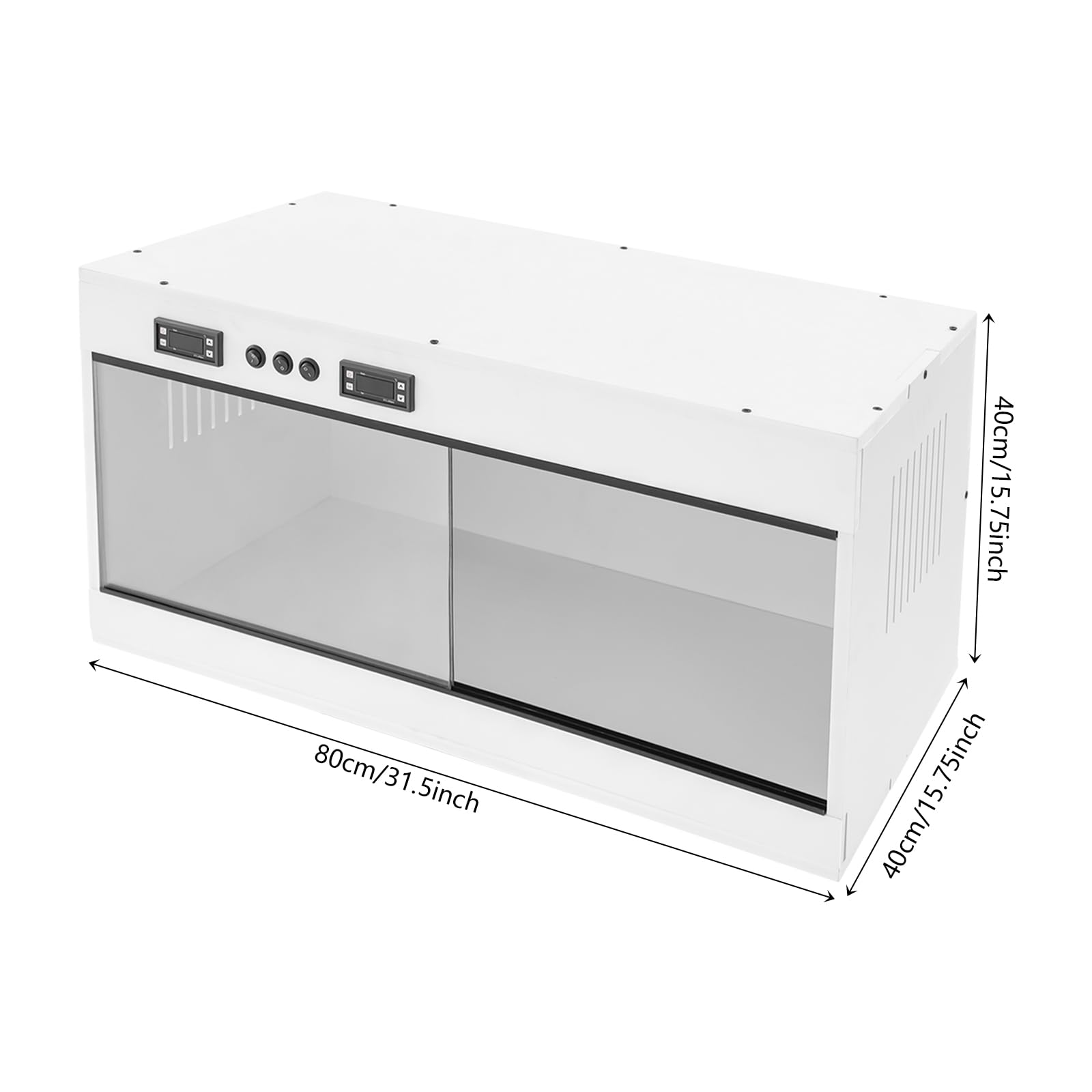 Terrario para reptiles, 80 x 40 x 40 cm, terrario para caracoles con higrómetro de temperatura, anfibios, arácnidos, caja de cría de reptiles, caja de cría de reptiles portátil